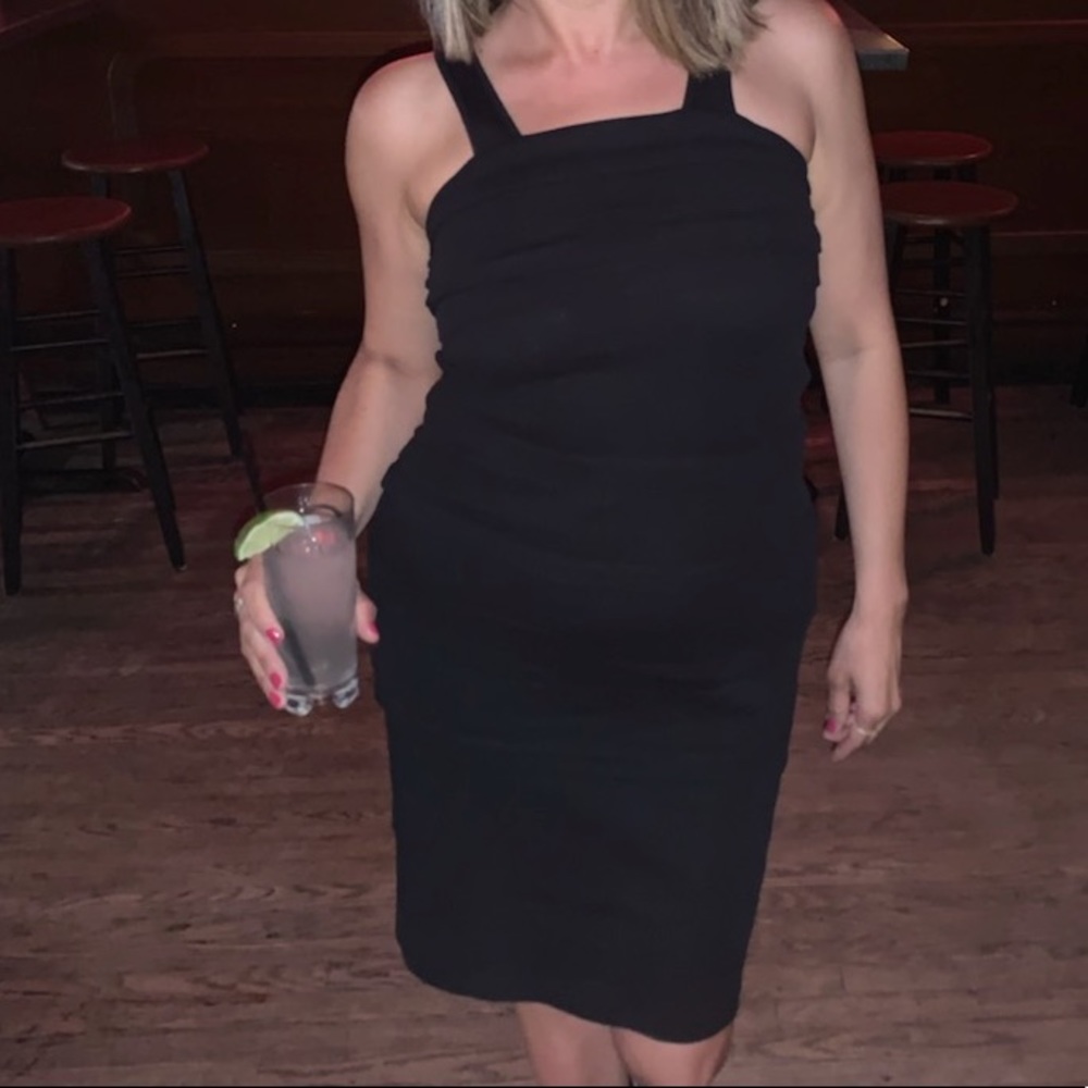 HELMUT LANG dress.Size XS. True to size. Black, below the knee. Thick cotton